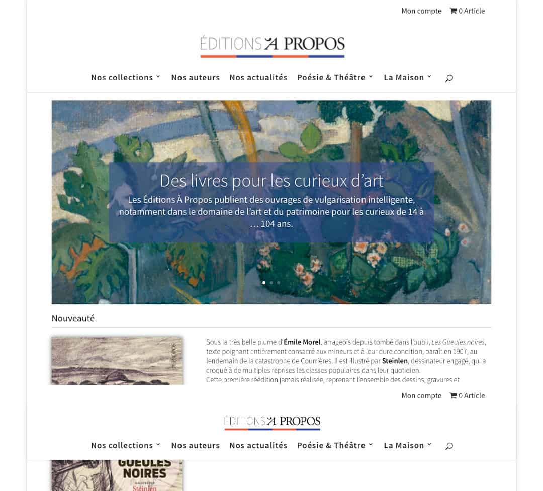 Refonte site marchand Editions A Propos par 123clic